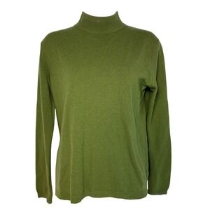 Charter Club Small Mock Neck Sweater Womens Green Good 100% Cashmere Tiny hole